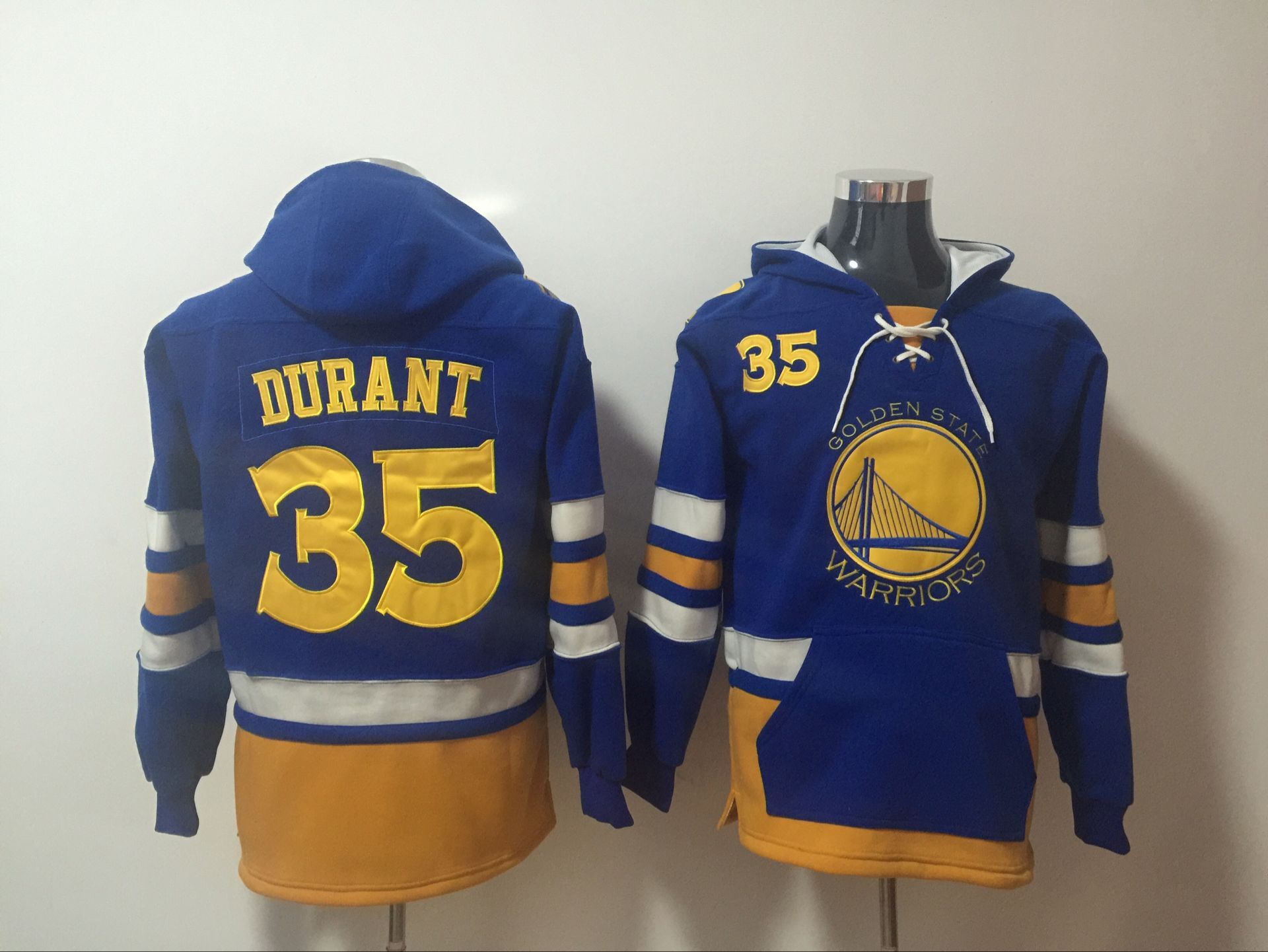 Men 2017 NBA Golden State Warriors #35 Kevin Durant Blue hoodie->youth nhl jersey->Youth Jersey